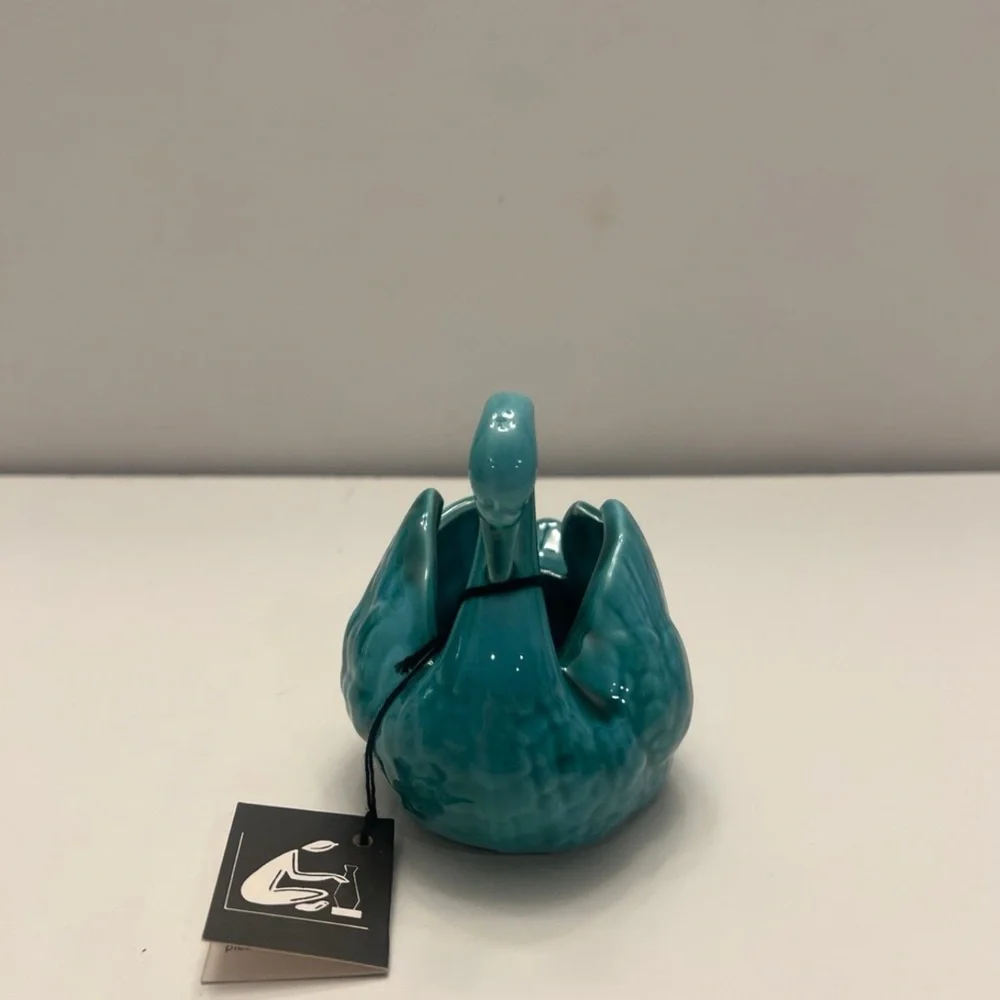 NWT turquoise pottery swan planter / decor